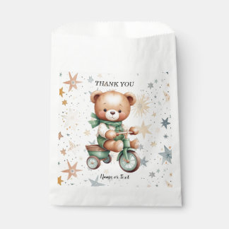 Sachets En Papier Ours en aquarelle étoiles vélo vert fête