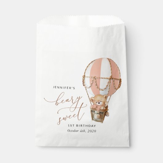 Sachets En Papier Ours En Conflit, Ballotte À Air Chaud Rose, Premie (Devant)