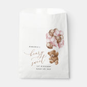 Sachets En Papier Ours En Joue, Ballons Roses, Premier Anniversaire (Devant)