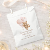 Sachets En Papier Ours en peluche avec des ballons roses bleus (Coupé)