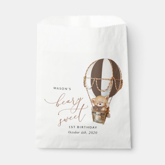 Sachets En Papier Ours en peluche, ballon Brown à air chaud, premier (Devant)