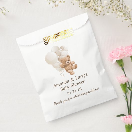 Sachets En Papier Ours en peluche neutre avec ballons (Scellé)