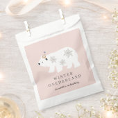 Sachets En Papier Ours polaire Hiver Onederland rose 1er anniversair (Coupé)