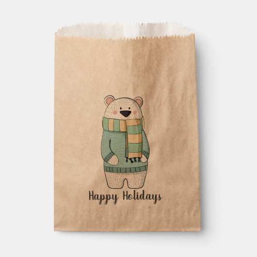 Sachets En Papier Ours polaire moderne en Sweater personnalisable (Devant)