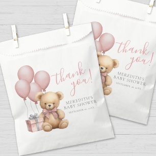 Sachets En Papier Ourson en ballon rose pour Baby Shower