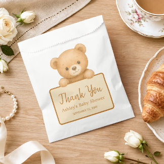 Sachets En Papier Ourson Mignon Brun Écriture Merci Baby Shower