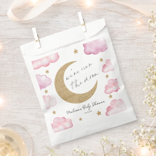Sachets En Papier Over The Moon Celestial Pink Clouds Baby Shower (Coupé)