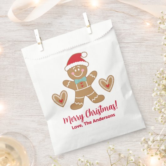 Sachets En Papier Pain d'épices mignon homme Noël Favoriser sac (Coupé)
