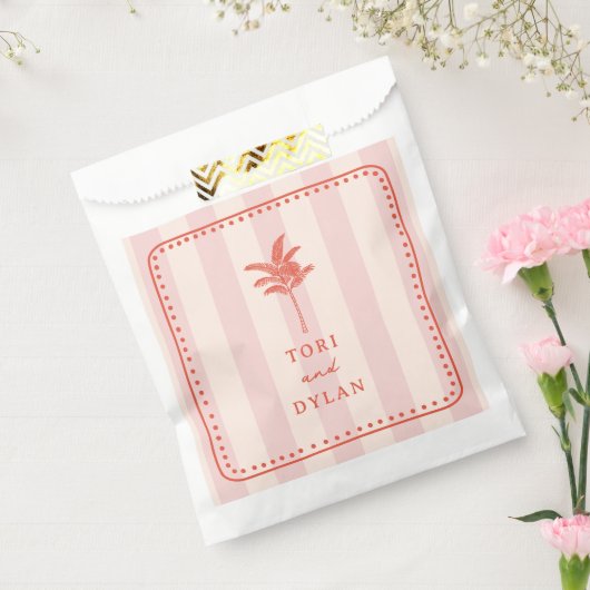 Sachets En Papier Palm Tree Rose rayé Tropical Beach Mariage (Scellé)