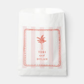 Sachets En Papier Palm Tree Rose rayé Tropical Beach Mariage (Devant)