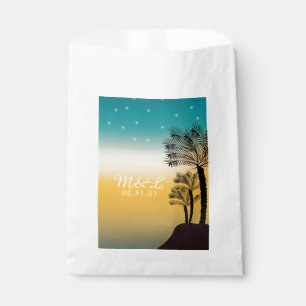 Sachets En Papier Palmier de mariage coucher de soleil tropical sur