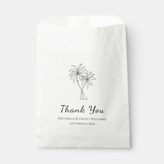 Sachets En Papier Palmiers tropicaux Merci simple Mariage (Devant)