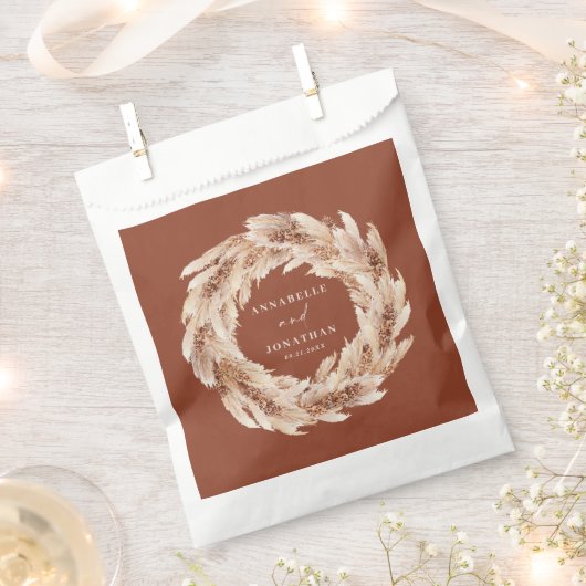 Sachets En Papier pampas bohème moderne herbe rouille botanique turq (Coupé)