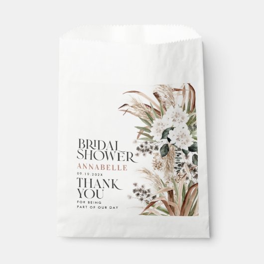 Sachets En Papier Pampas de douche nuptiale fête moderne boho (Devant)