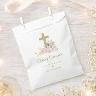 Sachets En Papier Pampas Grass Baptême bohème Personnalisé