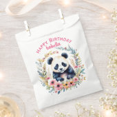 Sachets En Papier Panda Bear in Flowers Fille Anniversaire Personnal (Coupé)