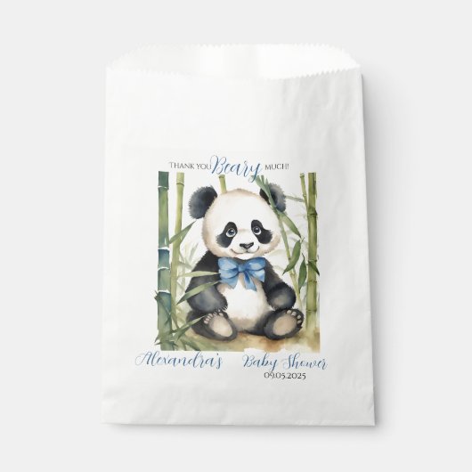 Sachets En Papier Panda Bear Merci Beary beaucoup Baby shower garçon (Devant)