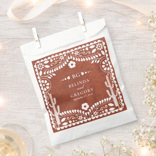 Sachets En Papier Papel Picado Boda Mexican Terracotta Brown Wedding (Coupé)