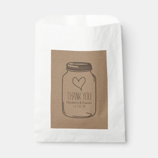 Sachets En Papier Papier Rustique Kraft Mason Jar Mariage Merci (Devant)