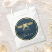 Sachets En Papier Papillon Art Déco Bleu Merci "Mariage" (Coupé)