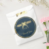 Sachets En Papier Papillon Art Déco Bleu Merci "Mariage" (Scellé)