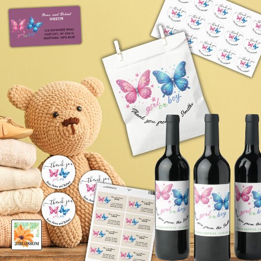 Sachets En Papier papillon Genre Reveal Party Invitation