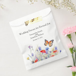 Sachets En Papier Papillon minimaliste et Mariage Fleur sauvage