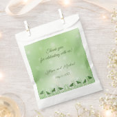 Sachets En Papier Papillon vert sur vert clair - mariage (Coupé)
