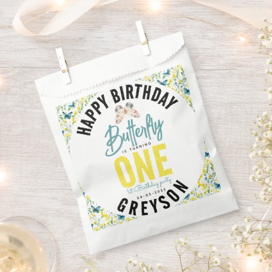 Sachets En Papier Papillon Whimsical Floral 1er anniversaire (Coupé)
