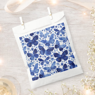 Sachets En Papier Papillons Aquarelle Indigo Blue