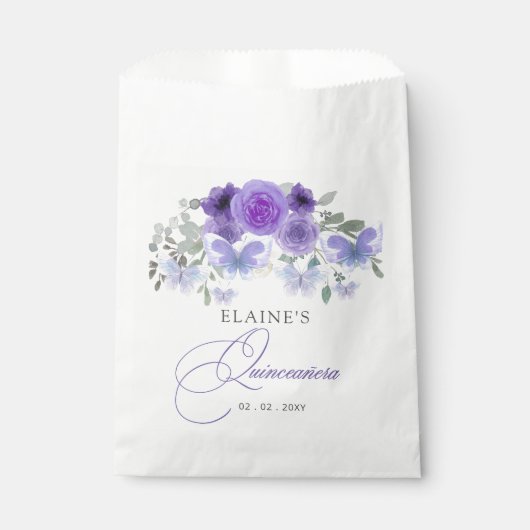 Sachets En Papier Papillons Lilac Floral Russe Quinceanera (Devant)