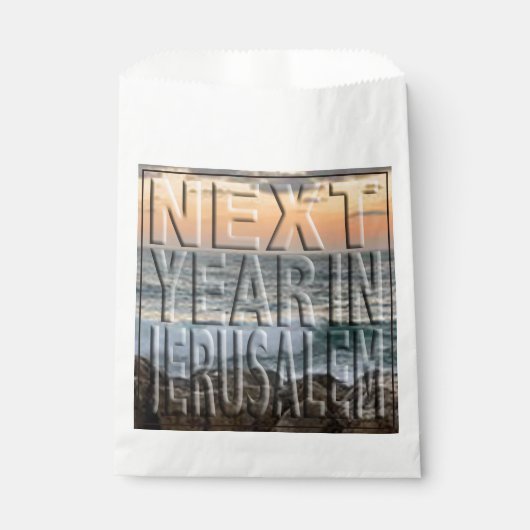 Sachets En Papier Pâque "Afikomen Time" Jérusalem Plage Favoriser Sa (Devant)