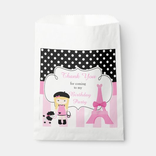 Sachets En Papier Paris Tour Eiffel Blonde Girl (Devant)