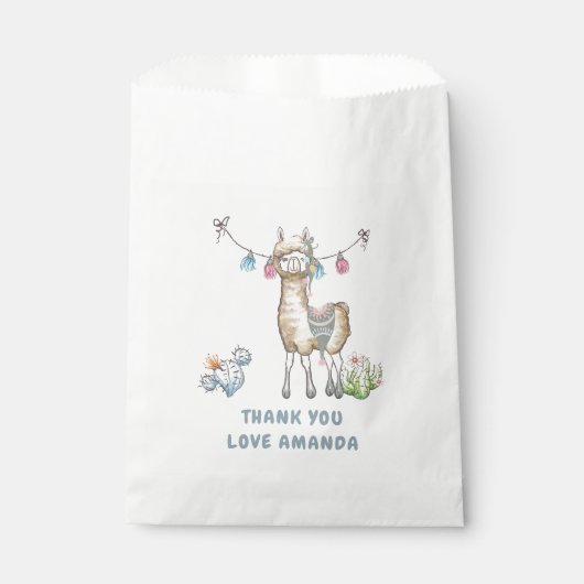 Sachets En Papier Parti Anniversaire de enfant de Llama (Devant)