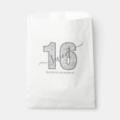 Sachets En Papier Parties scintillant Argent Script Sweet 16 Anniver (Devant)