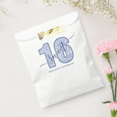Sachets En Papier Parties scintillant bleu marine Script Sweet 16 An (Scellé)