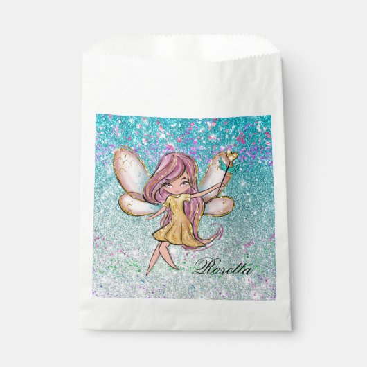 Sachets En Papier Parties scintillant bleu pourpre d'or de fille Éti (Devant)