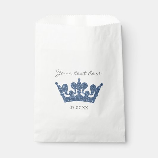 Sachets En Papier Parties scintillant bleue Couronne Anniversaire Fê (Devant)