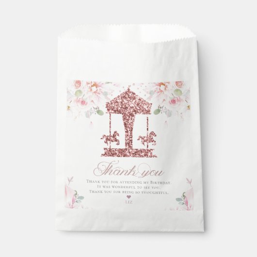 Sachets En Papier Parties scintillant Carrousel Anniversaire Personn (Devant)