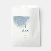 Sachets En Papier Parties scintillant d'aquarelle bleu Croix d'or Ba (Devant)