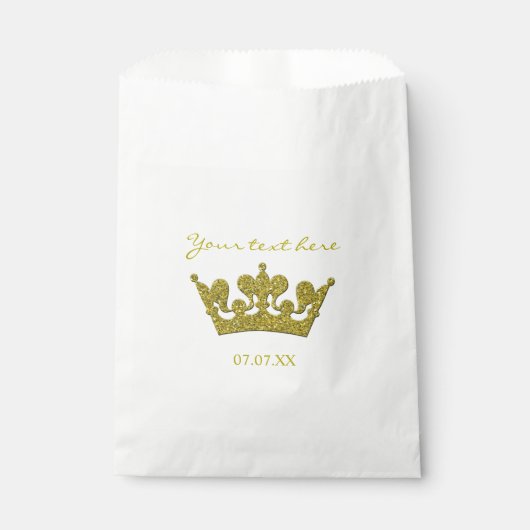 Sachets En Papier Parties scintillant d'or Couronne Anniversaire Fêt (Devant)