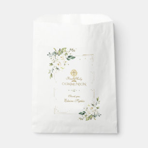 Sachets En Papier Parties scintillant d'or de luxe White Floral Holy