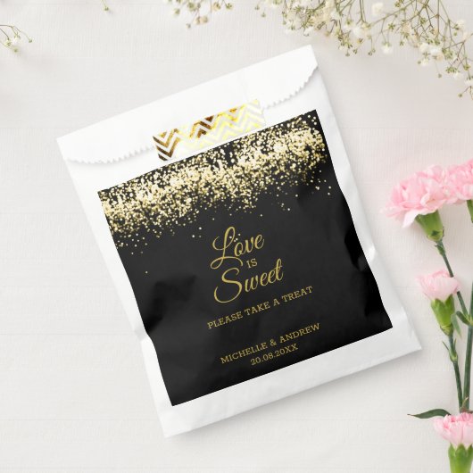Sachets En Papier Parties scintillant d'or Luxe Noir Mariage Faveur (Scellé)