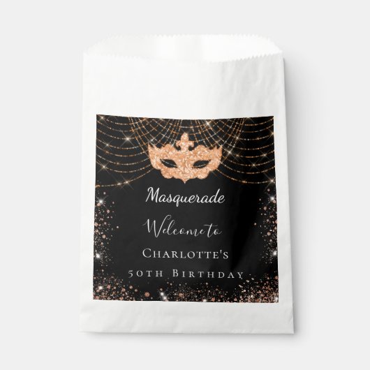 Sachets En Papier Parties scintillant en or noir mascarade fête d'an (Devant)
