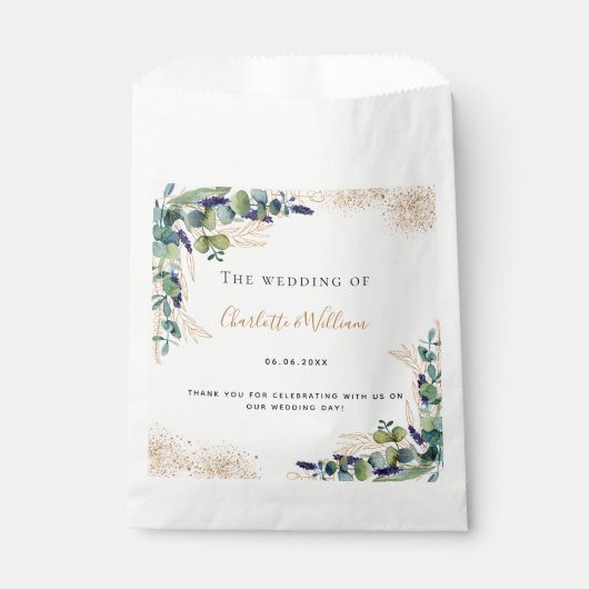 Sachets En Papier parties scintillant mariage de verdure eucalyptus  (Devant)