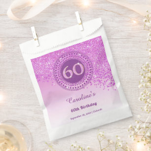 Sachets En Papier Parties scintillant rose chic et cadre pointillé 6