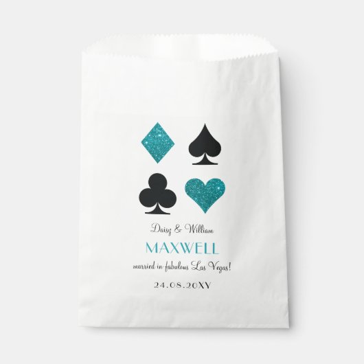 Sachets En Papier Parties scintillant turquoise Las Vegas Mariage Fa (Devant)