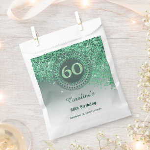 Sachets En Papier Parties scintillant verte chic et cadre pointillé