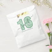 Sachets En Papier Parties scintillant verte Script Sweet 16 Annivers (Scellé)