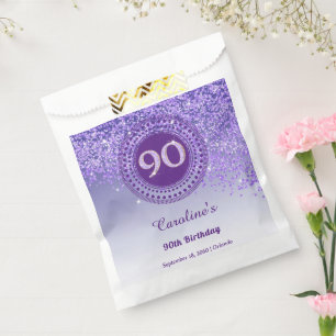 Sachets En Papier Parties scintillant violette chic et cadre pointil